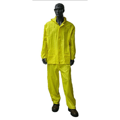 "RAIN SUIT RUBBERISED YELLOW 2XL - (TWO PIECE) 75% PVC WATERPROOF OUTER"