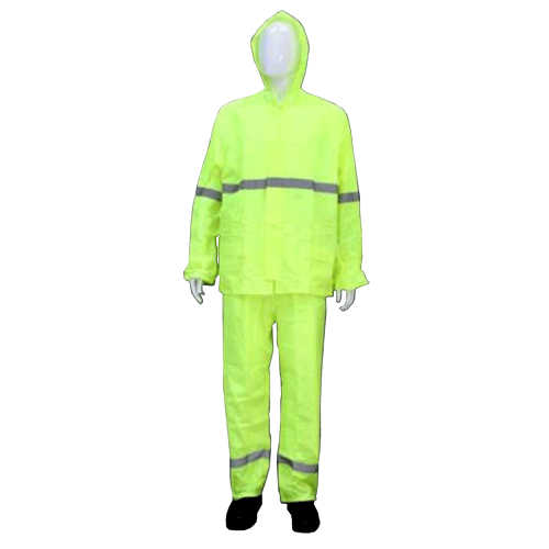"RAIN SUIT HI VIZ LIME 3XL - RUBBERISED WITH REFLECTIVE TAPE"