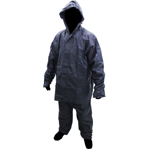 "RAIN SUIT RUBBERISED BLUE    SMALL - (TWO PIECE) 75% PVC WATERPROOF OUTER"