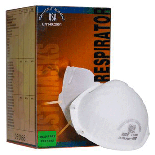 "DUST MASK FFP2 2020 NO-VALVE QSA(20) - PLASTERING, SANDING, NON VOLATILE LIQUIDS. NPF 12."