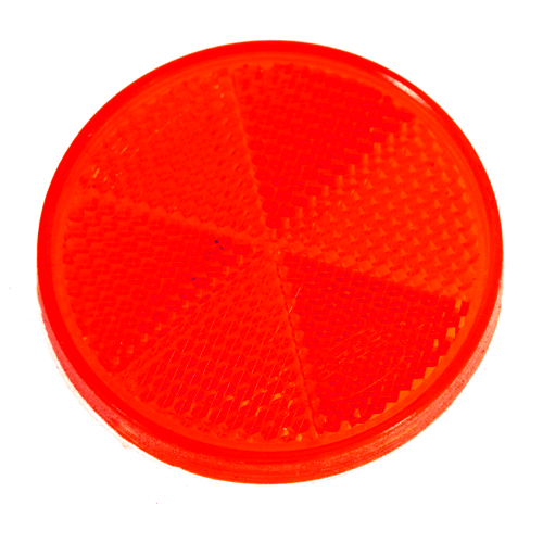 "REFLECTOR RED ROUND 63MM ADHESIVE - SABS - PRE-APPLIED ADHESIVE BACKING"