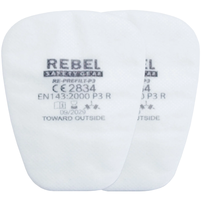 "CARTRIDGE REBEL P3 PRE FILTER LARGE(5PR) - 5 PAIRS PER PACK - PAINT\/GAS\/PESTICIDES"