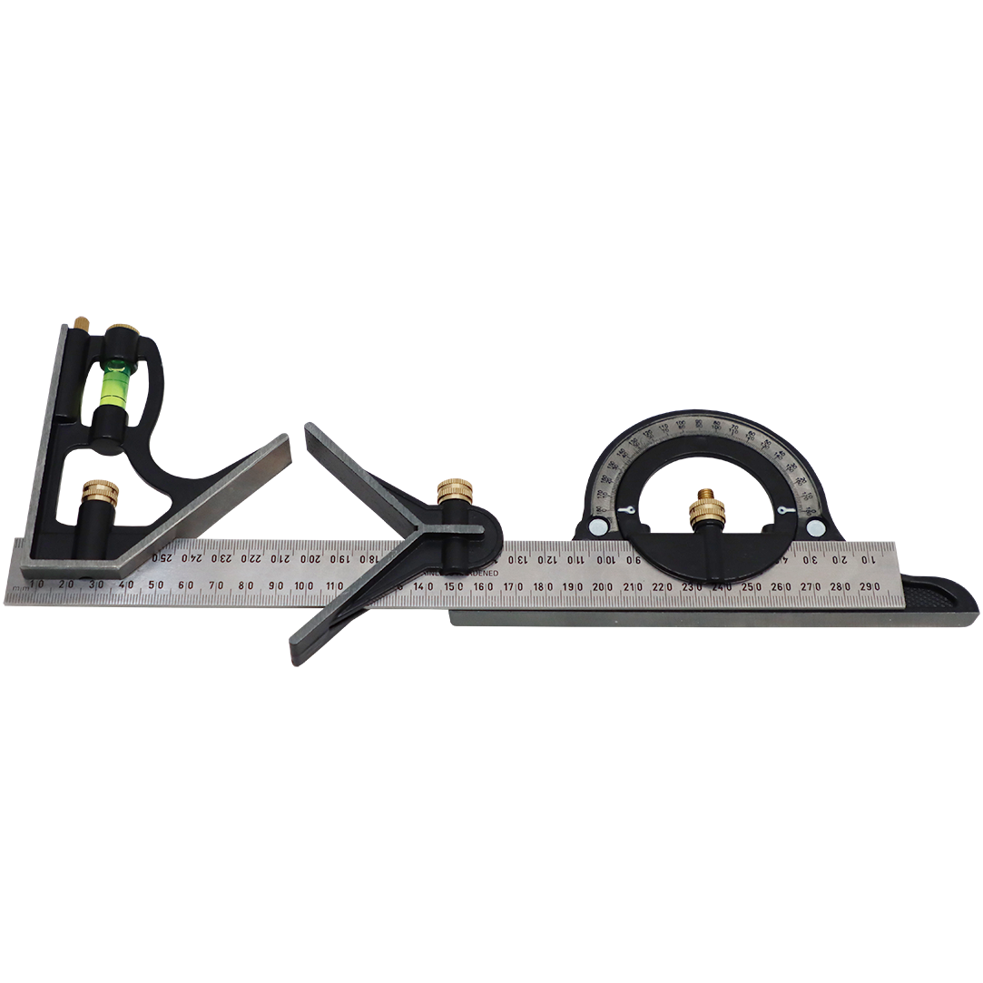"SQUARE COMB SET 300MM NO.285 FISH - STEEL - CENTER HEAD & PROTRACTOR"