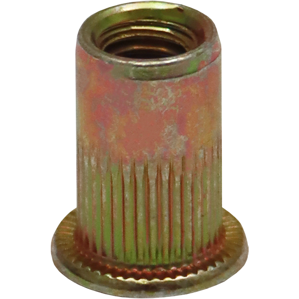 RIVET NUT LARGE FLANGE Y/P 4MM - FLAT HEAD RIVNUT (RIBBED) | Fowkes Bros