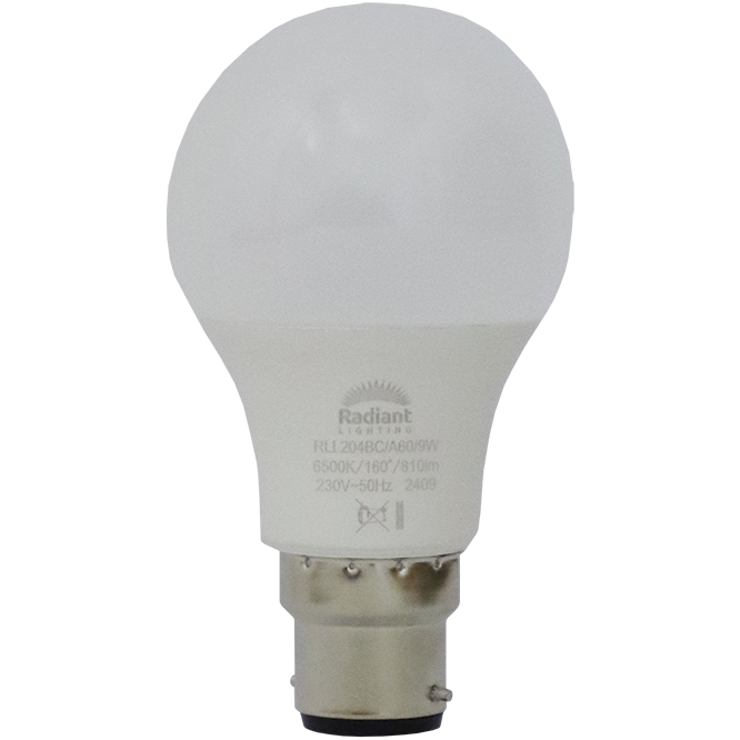 "LIGHT BULB  LED GLOBE A60  9W B22 - BAYONET - DAYLIGHT - 810 LUMEN"