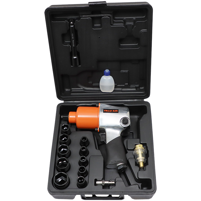 "PNEUMATIC IMPACT WRENCH   1\/2\" KIT VALU-AIR - DWS - 7500 RPM - 570NM - 17PCS SET"