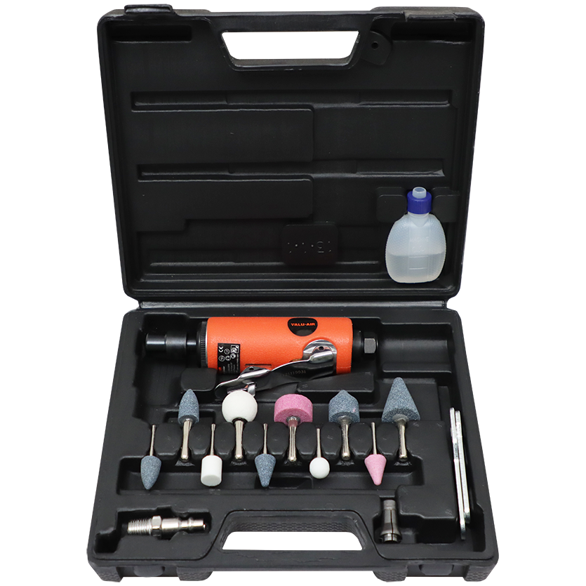"PNEUMATIC DIE GRINDER 1\/4\" SET VALU-AIR - 14 PC SET WITH MOUNTED POINTS"
