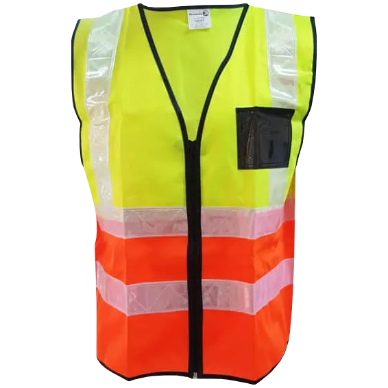 "VEST REFLECTIVE ZIP LIME\/ORG    SMALL - ZIP (ID POUCH)"