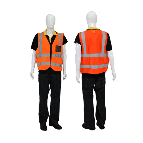 VEST REFLECTIVE ZIP ORG 3XL ZIP (ID POUCH) Fowkes Bros