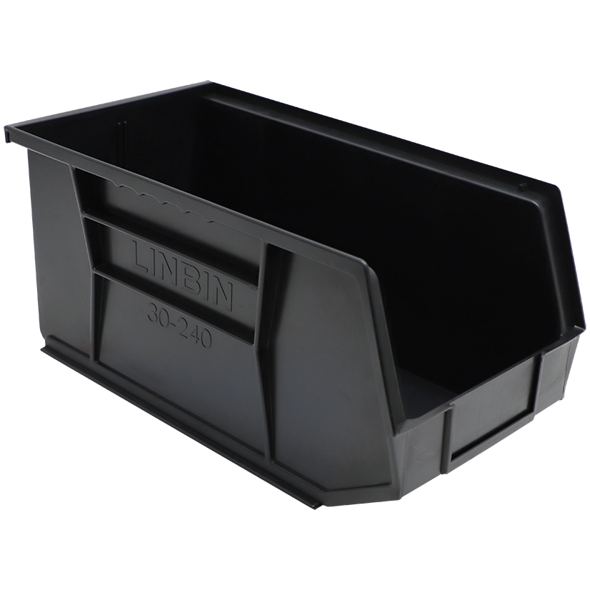 Linbin Storage Containers BOX PLASTIC STACKABLE 375LX210WX180H - SIZE 7 - BLACK STORAGE BIN ...