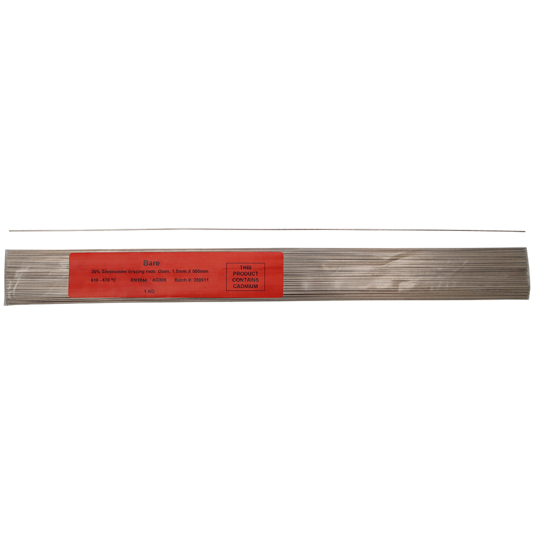 "WELD WIRE SILVER SOLDER 1.5MM (122) - 30% SILVER - SOLD PER STICK (1KG = 122 STICKS)"