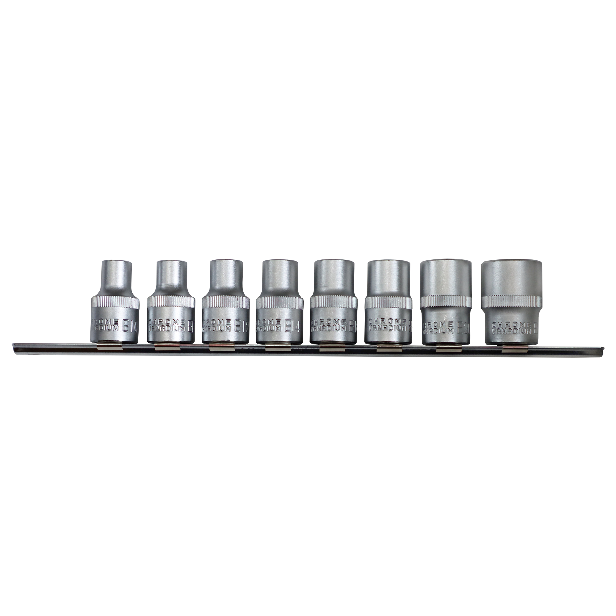 "SOCKET TORX SET FEMALE 1\/2\"D  8PC FB - E10, E11, E12, E14, E16, E18, E20, E24"