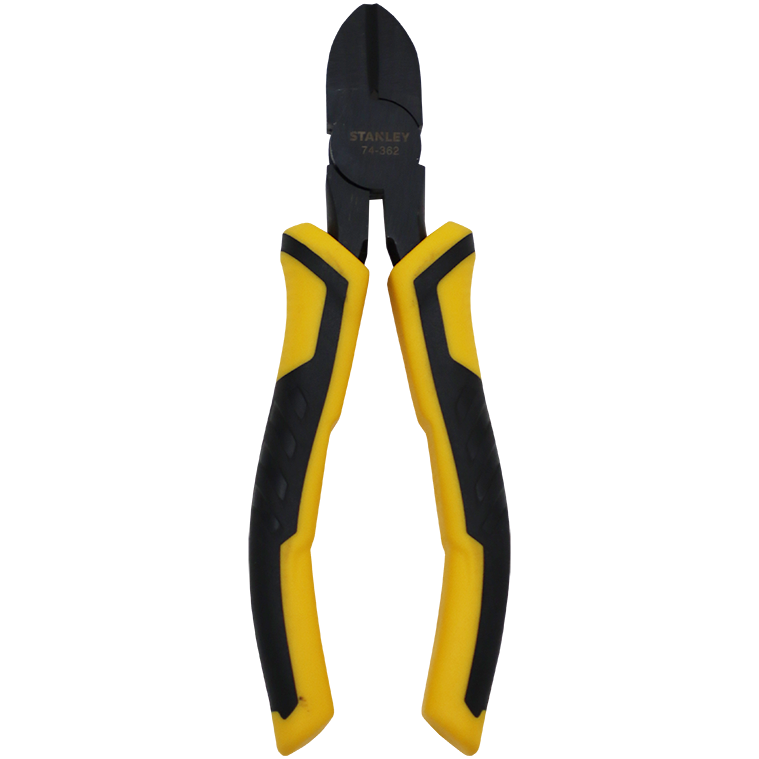 "PLIER SIDE CUTTER 150MM H\/D STANLEY - YELLOW \/ BLACK DYNAGRIP HANDLE"