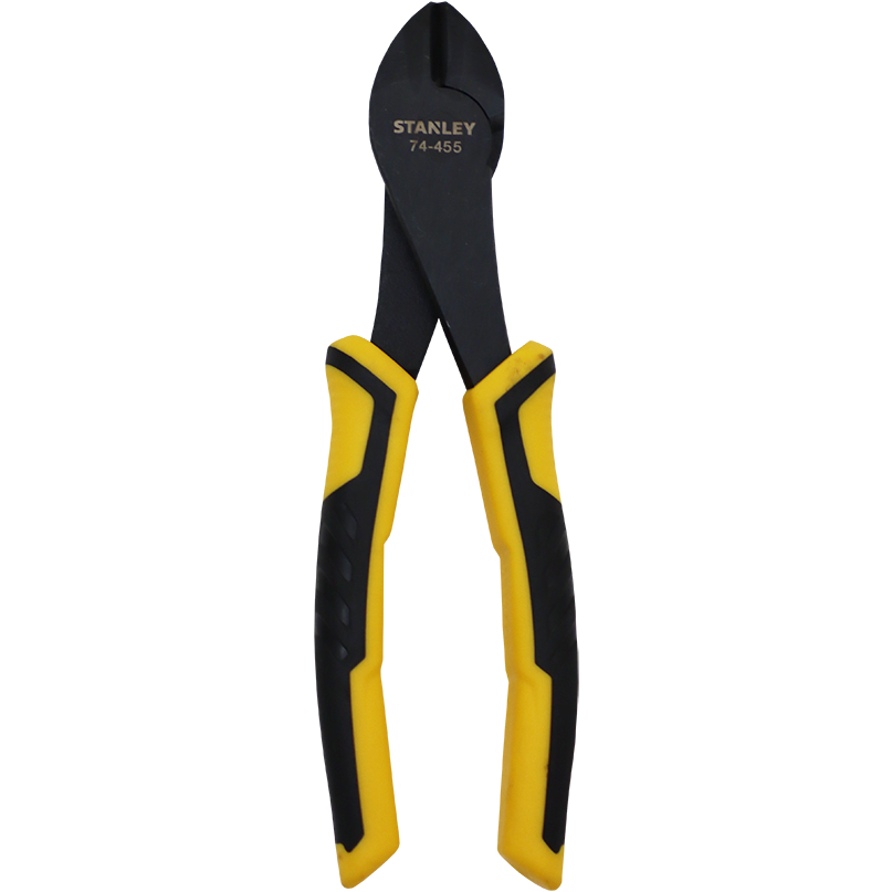 "PLIER SIDE CUTTER 180MM H\/D STANLEY - YELLOW \/ BLACK DYNAGRIP HANDLE"