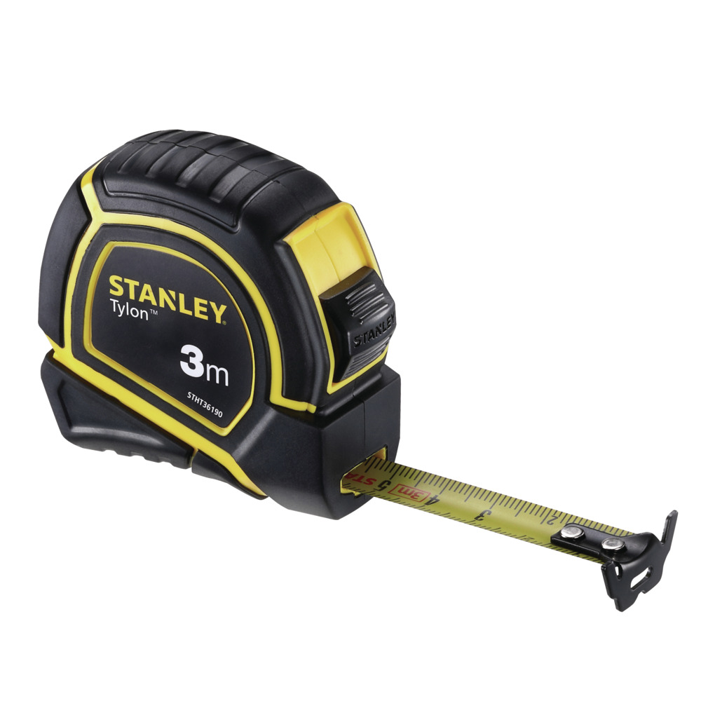 "TAPE   3MX13MM STEEL STANLEY TYLON - DWS - MANUAL LOCK - RUBBER PROTECTIVE CASING"