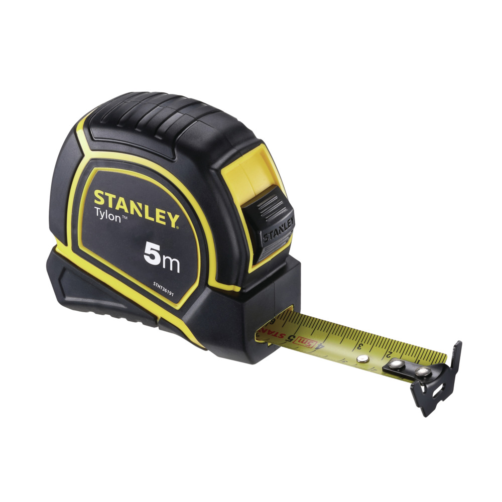 "TAPE   5MX19MM STEEL STANLEY TYLON - MANUAL LOCK - RUBBER PROTECTIVE CASING"