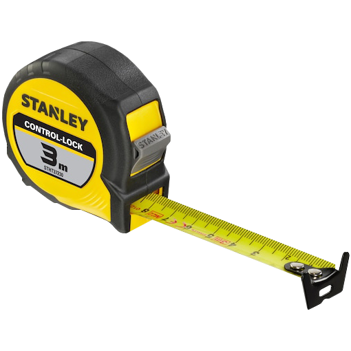 "TAPE   3MX19MM STEEL STANLEY CONTROL-LOCK - FINGER LOCK - RUBBER PROTECTIVE CASING"