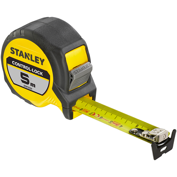 "TAPE   5MX25MM STEEL STANLEY CONTROL-LOCK - FINGER LOCK - RUBBER PROTECTIVE CASING"