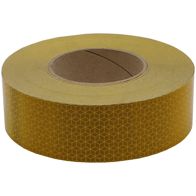 "TAPE REFLECTIVE 50MM X 50M YELLOW - 50M ROLL -VEHICLE CONSPICUITY E-MARK"