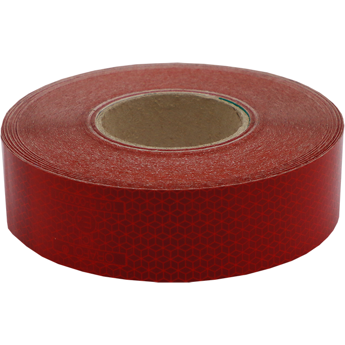 "TAPE REFLECTIVE 50MM X 50M RED - 50M ROLL -VEHICLE CONSPICUITY E-MARK"