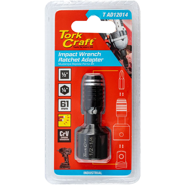 "IMPACT WRENCH ADAPTER   1\/2\" TO 1\/4\" - QUICK RELEASE 1\/4\" HEX BIT HOLDER"