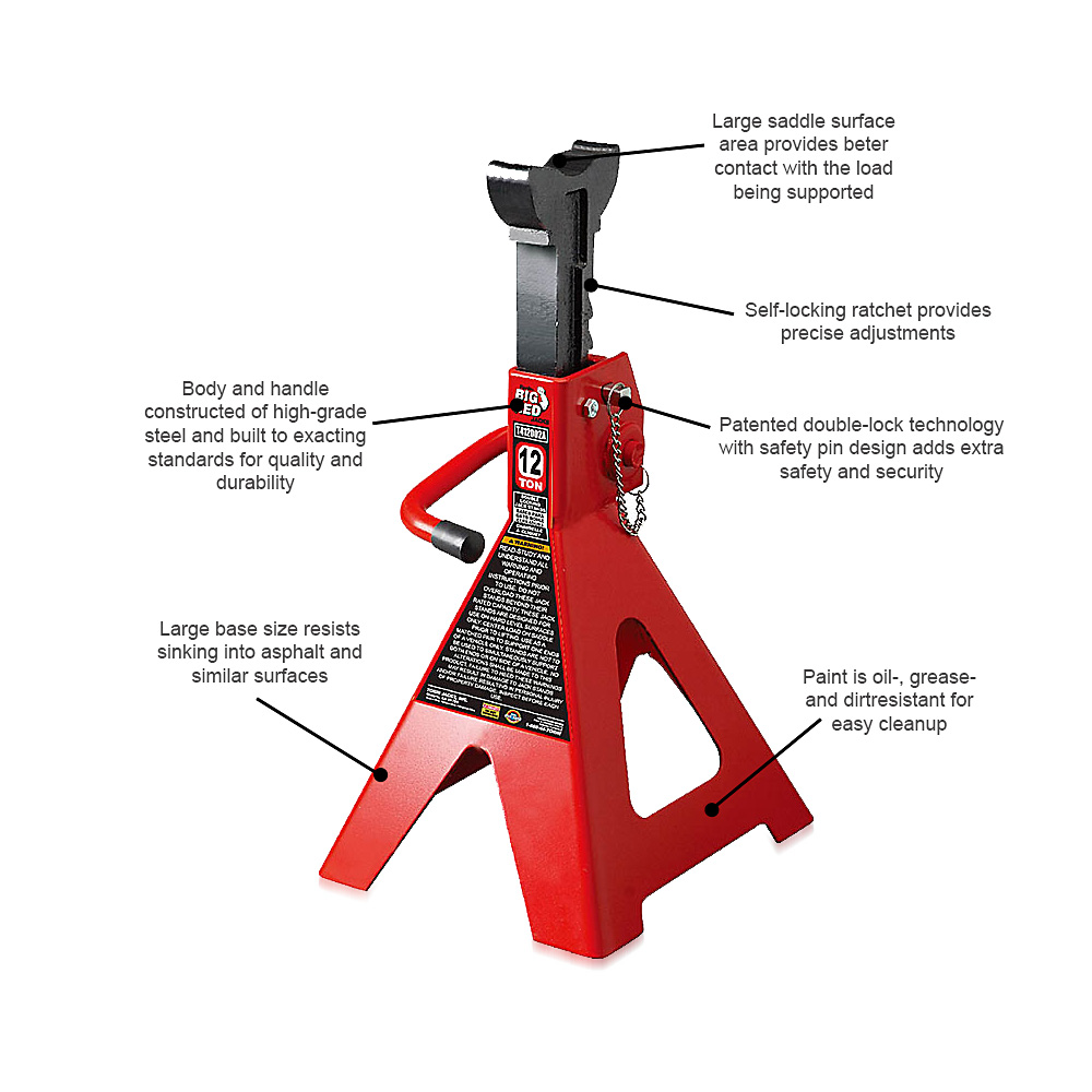 JACK STAND 12T PAIR RATCHET & PIN FB - 465 - 715MM LIFTING RANGE
