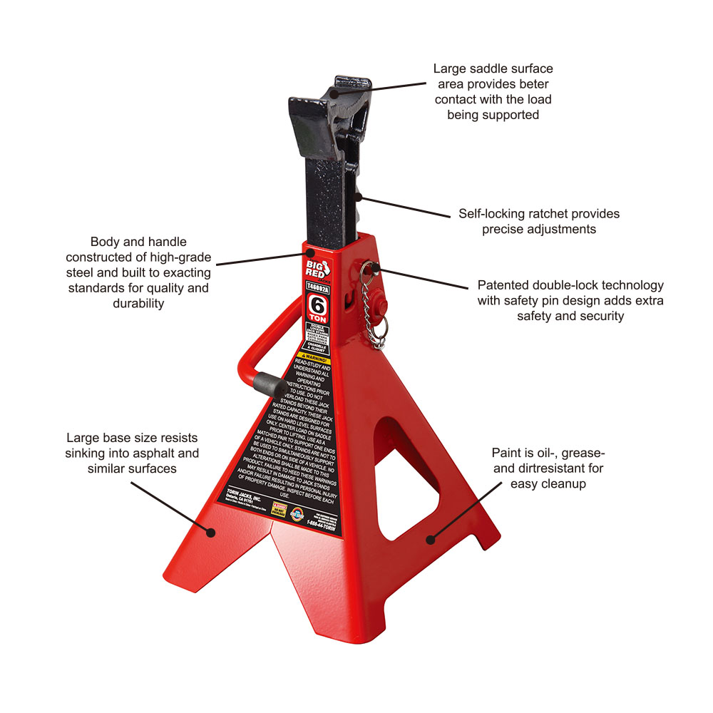 "JACK STAND 6T PAIR RATCHET & PIN FB - 390 - 605MM LIFTING RANGE"
