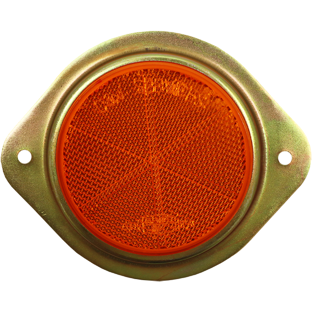 "REFLECTOR AMBER ROUND 75MM BRACKET - SABS - INCLUDES METAL BRACKET"