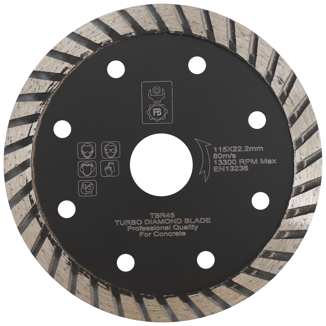 "DIAMOND BLD 115MM CONTINUOUS TURBO FB - WET\/DRY CUT - CONCRETE\/BRICK\/TILES"