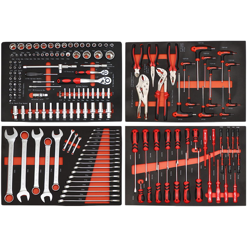 TOOL TROLLEY TOOLS ONLY (4 LARGE TRAYS) - 158 PCS - FOAM TOOL