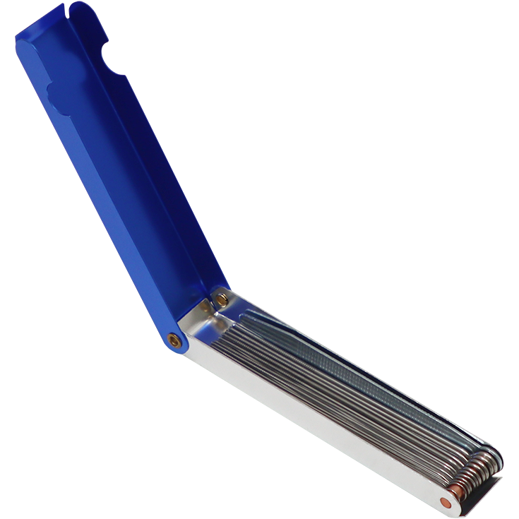 "WELD TORCH GAS CUT  NOZZLE CLEANER 100MM - STAINLESS STEEL BLADES- ALUMINIUM HOLDER"
