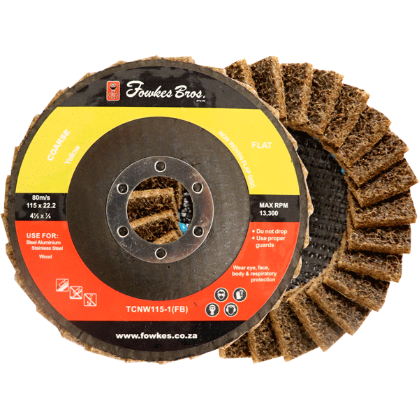 FLAP DISC NON WOVEN 115X22 COARSE - YELLOW -SCOTCH BRITE- FOR