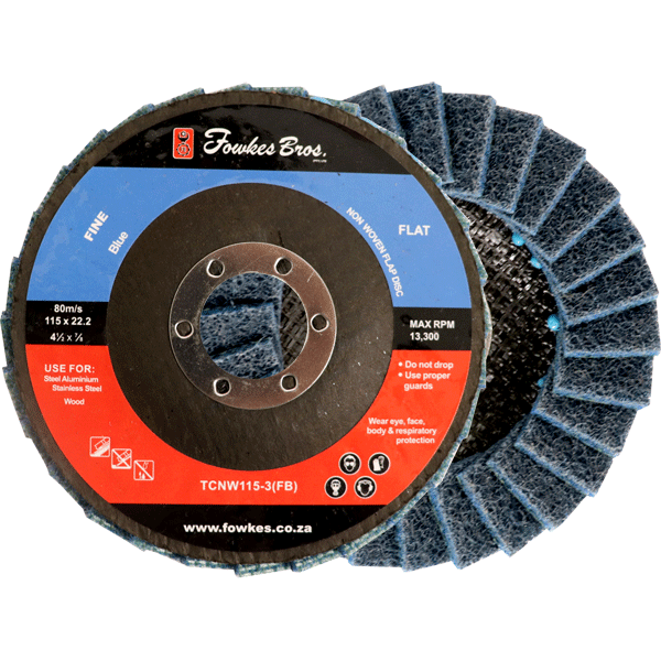 "FLAP DISC NON WOVEN 115X22 FINE - BLUE - SCOTCH BRITE-FOR SS & ALUMINIUM"
