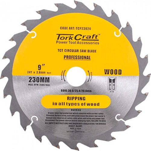 "BL CIRC SAW WOOD 230X30X24T TCT TORK - DWS - WOOD RIPPING BLADE (INCL BUSHES)"