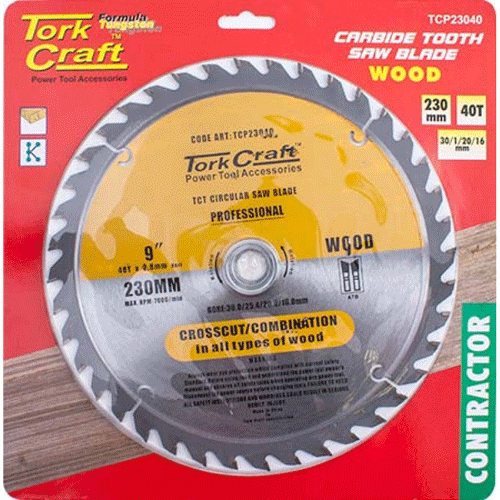 "BL CIRC SAW WOOD 230X30X40T TCT TORK - DWS - WOOD COMBO BLADE (INCL BUSHES)"