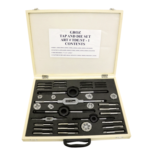 TAP / DIE SET 6-20MM C/STEEL GROZ - 37 PCE (CARBON STEEL) | Fowkes Bros