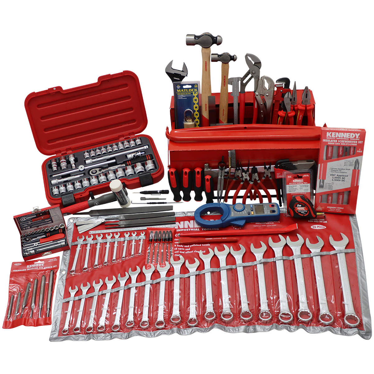 TOOL KIT ASSORT DIESEL MECHANIC KEN - TOOLBOX - 57 PC | Fowkes Bros