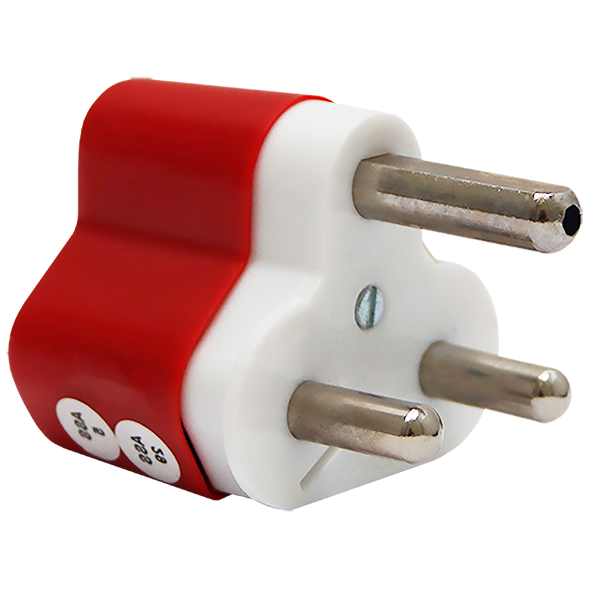"PLUG TOP 3PIN SURGE PROTECT RED 16A - DEDICATED LED PLUG - FLAT EARTH PIN"