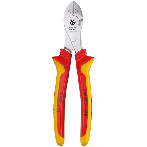 "PLIER SIDE CUTTER 200MM VDE GED - RED\/YELLOW HANDLE"