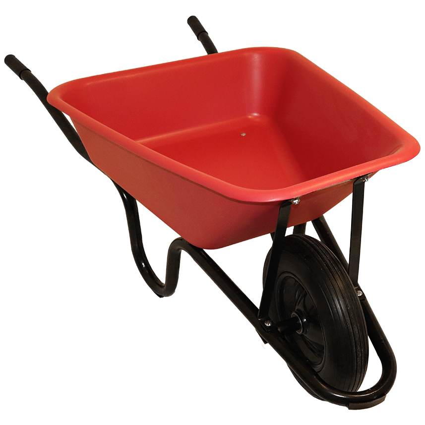 "WHEELBARROW  POLY PAN POLY WHEEL FB - CONCRETE - RED POLY PAN (VIRGIN)"