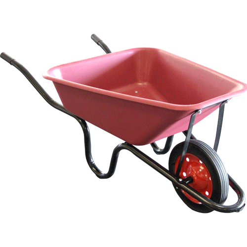 "WHEELBARROW  POLY PAN SOLID WHEEL FB - CONCRETE - RED POLY PAN (VIRGIN)"