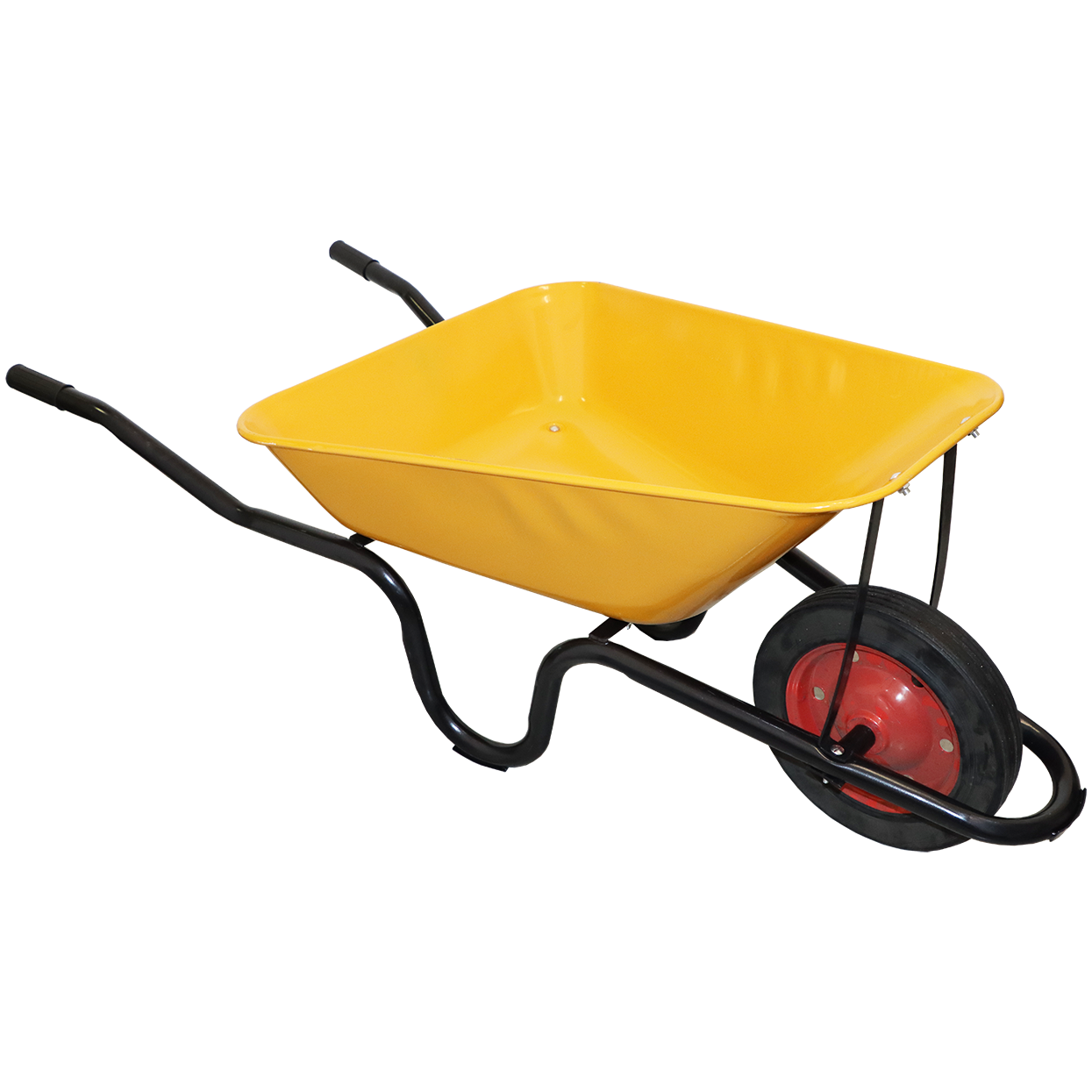 "WHEELBARROW  STEEL PAN SOLID WHEEL FB - CONCRETE-YELLOW STEEL PAN (1.0MM)"