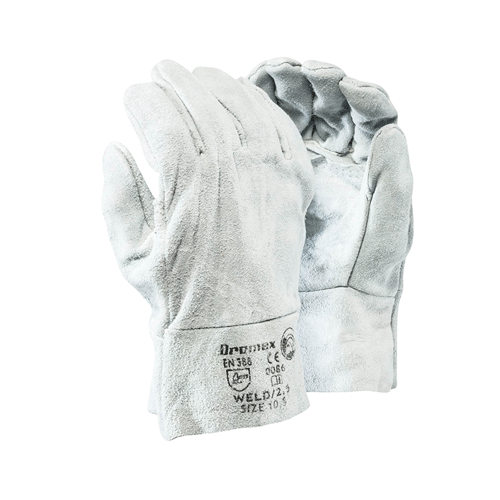 GLOVE WELD LEATH CHROME WRIST DP - PREMIUM,DOUBLE PALM,COW SPLIT