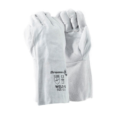 "GLOVE WELD LEATH CHROME ELBOW DP - PREMIUM,DOUBLE PALM,COW SPLIT LEATHER"