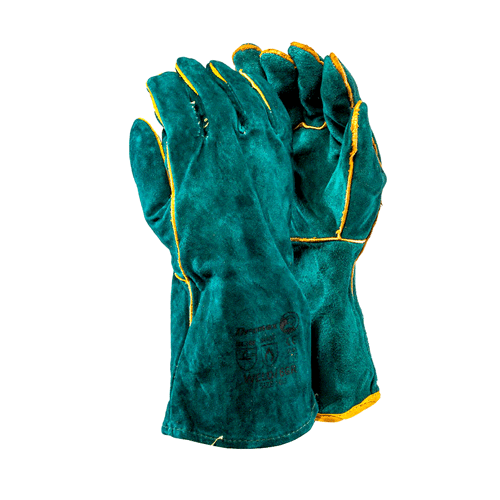 "GLOVE WELD LEATH GREEN ELBOW - SUPERIOR,COW SPLIT LEATHER,FLEECE LINER"