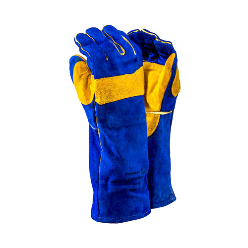 "GLOVE WELD LEATH BLUE HI HEAT ELBOW - PREMIUM,REINFORCED THUMB & KNUCKLE"