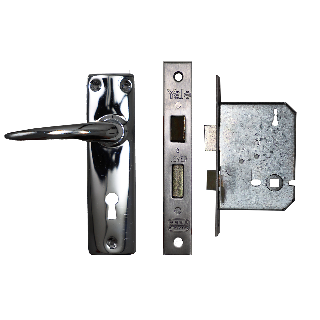 "LOCKSET MORTICE 2 LEVER ALUMINIUM YALE - ALUMINIUM HANDLES (STANDARD)"