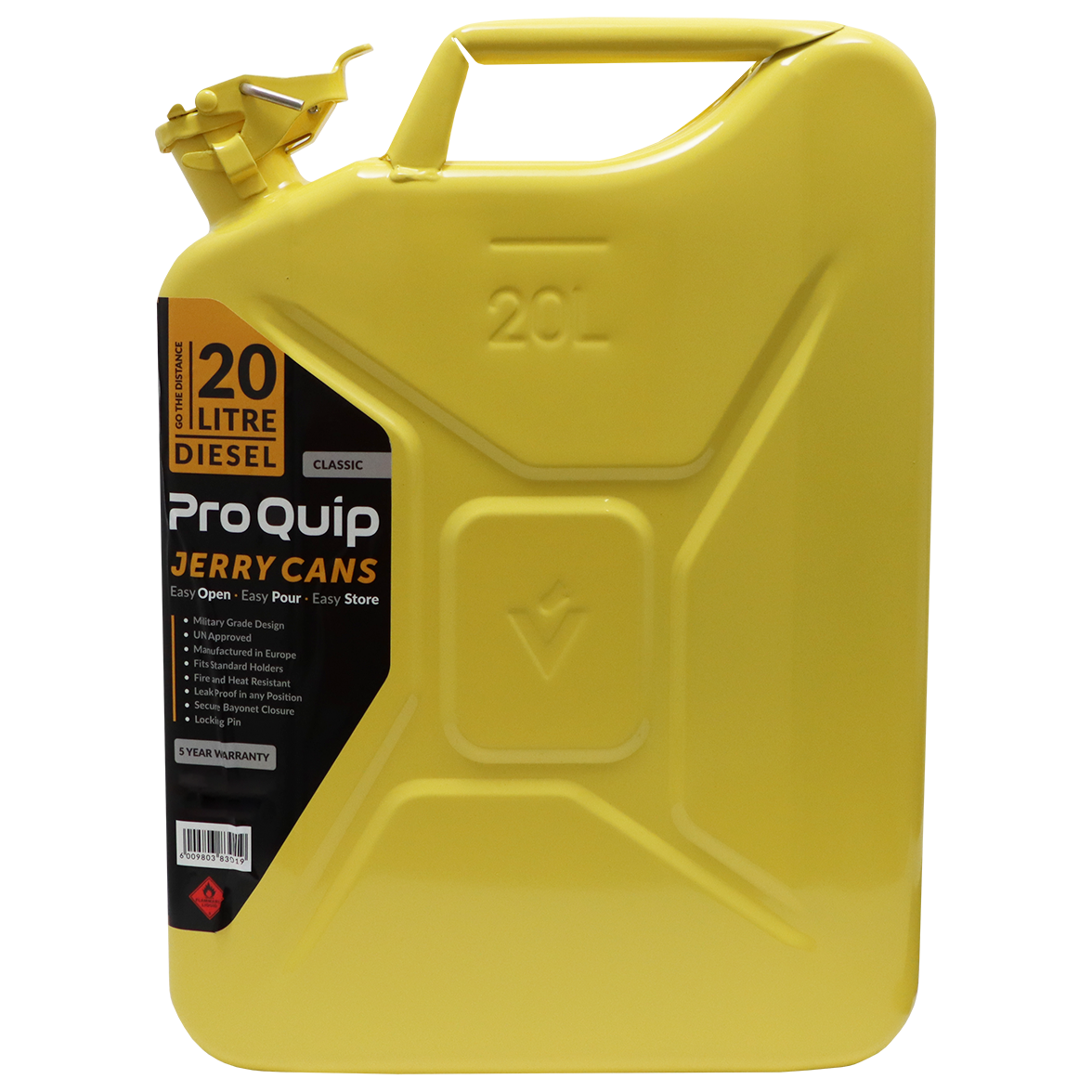 JERRY CAN METAL 20L YELLOW DIESEL - NO SPOUT NATO COMPLIANT