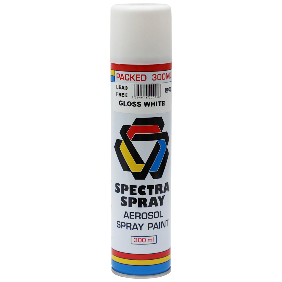 SPRAY PAINT WHITE GLOSS 300ML SPEC LEAD FREE Fowkes Bros