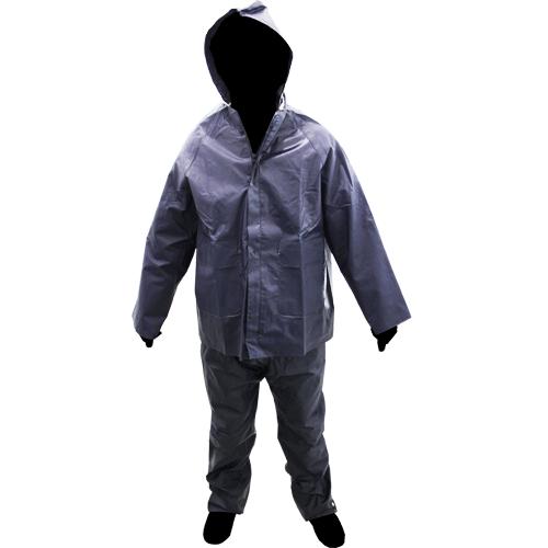 RAIN SUIT RUBBERISED BLUE LARGE - (TWO PIECE) 75% PVC WATERPROOF OUTER ...